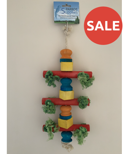 Parrot-Supplies Chock-A-Block Wood and Rope Parrot Toy